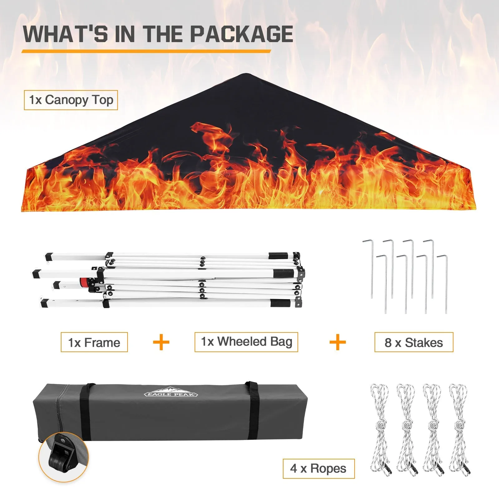 10x10 Slant Leg Pop-up Canopy Tent, 10x10 Base 8x8 Top (Flame)