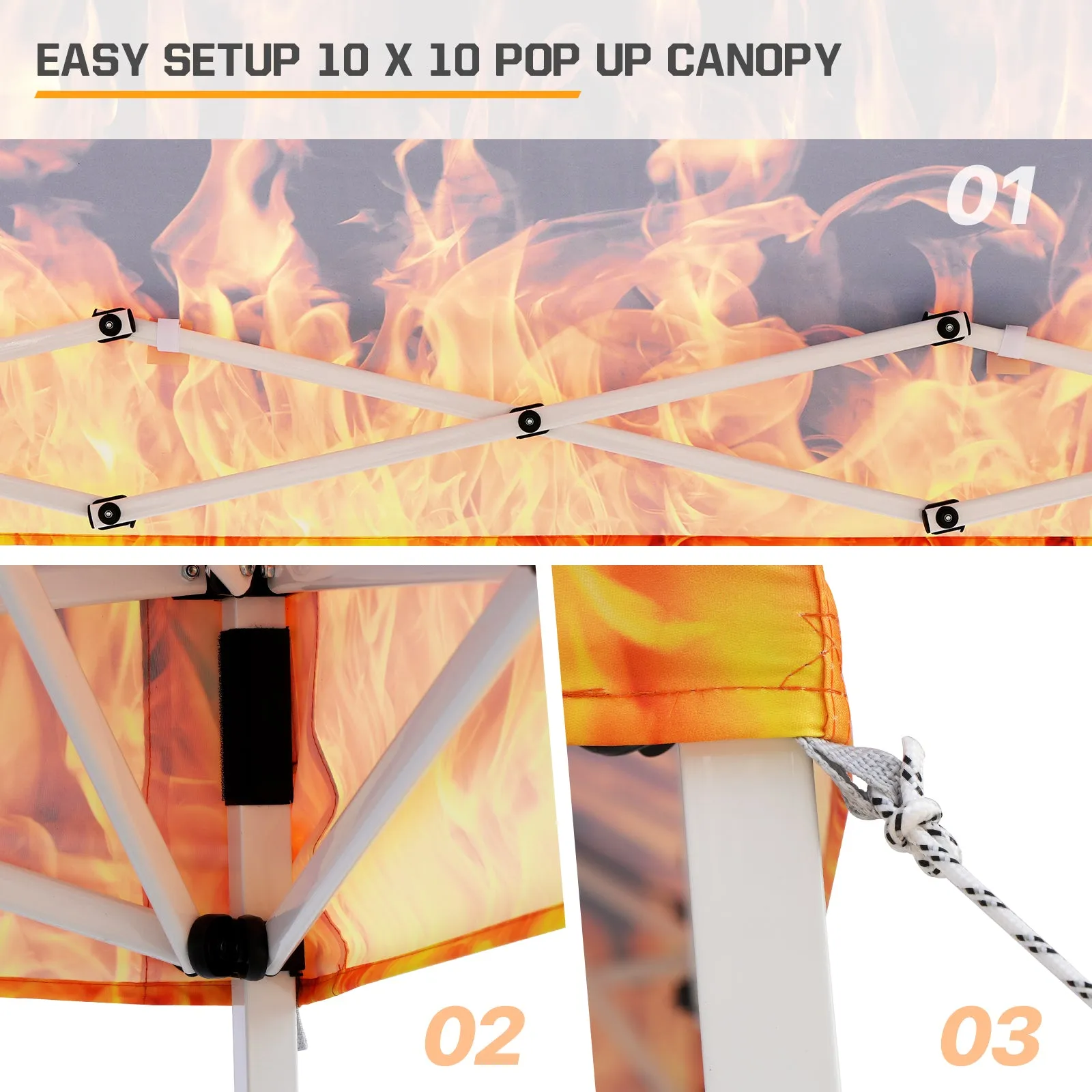 10x10 Slant Leg Pop-up Canopy Tent, 10x10 Base 8x8 Top (Flame)