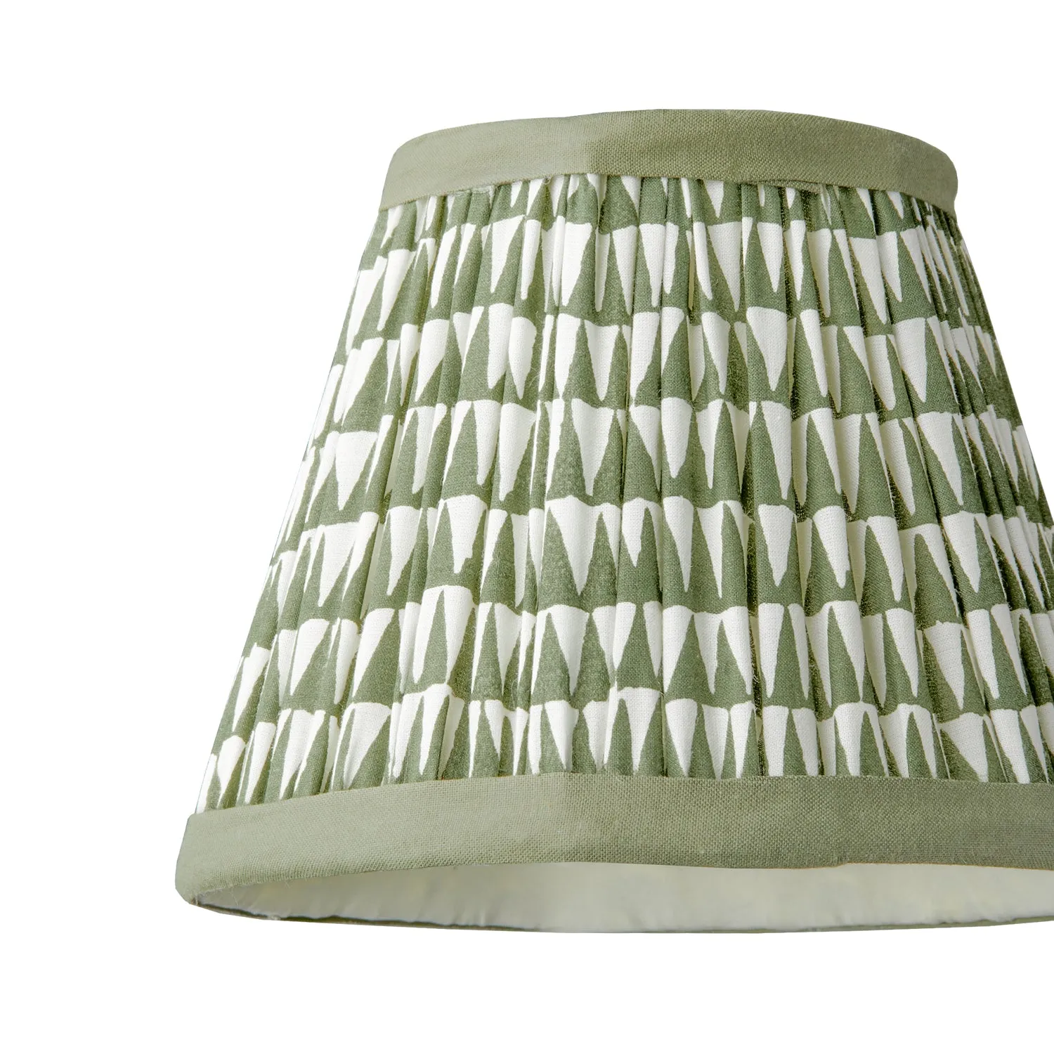 18cm Straight Empire Pendant shade in Savannah block printed cotton in Green