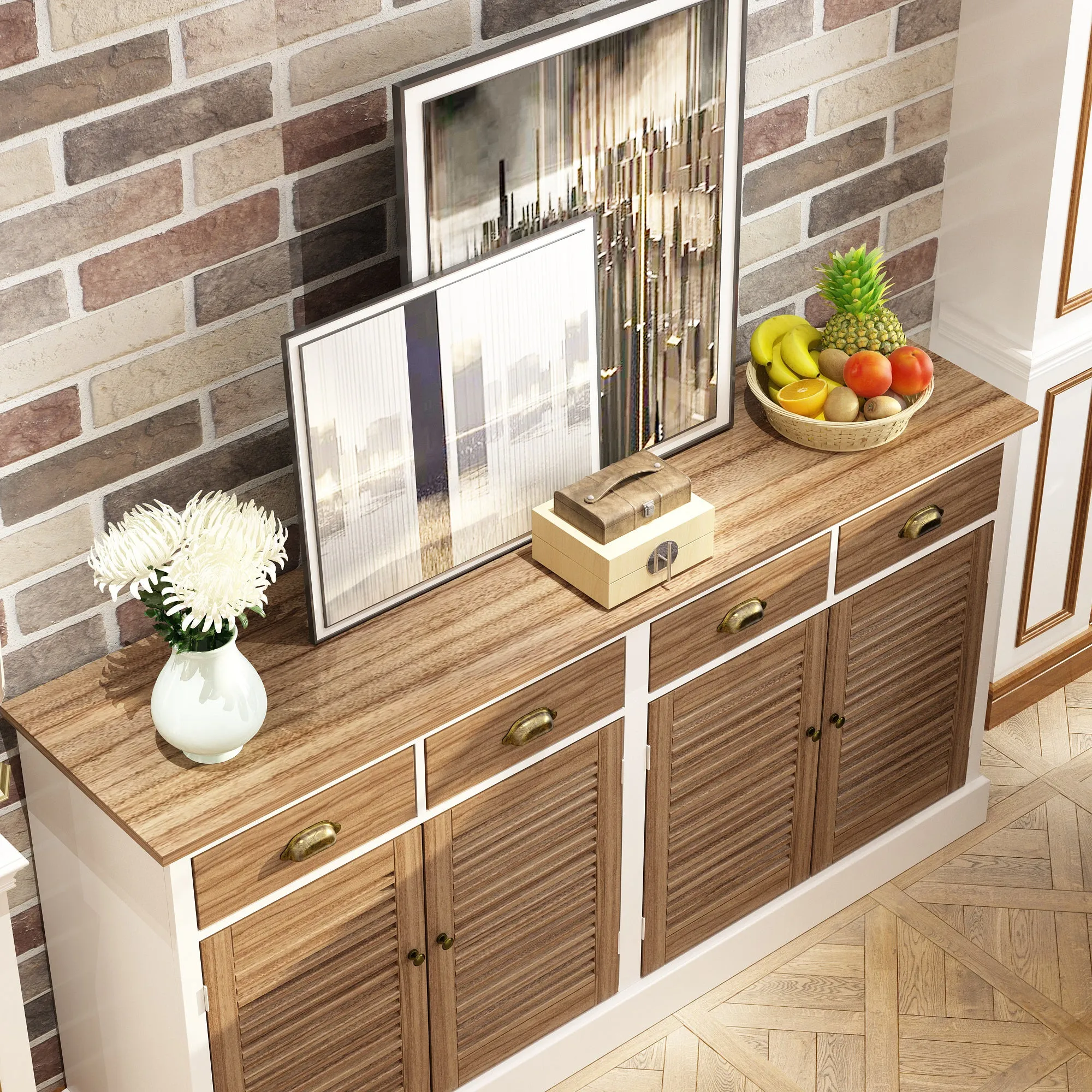 63 "W 4-Door Solid Wood Sideboard