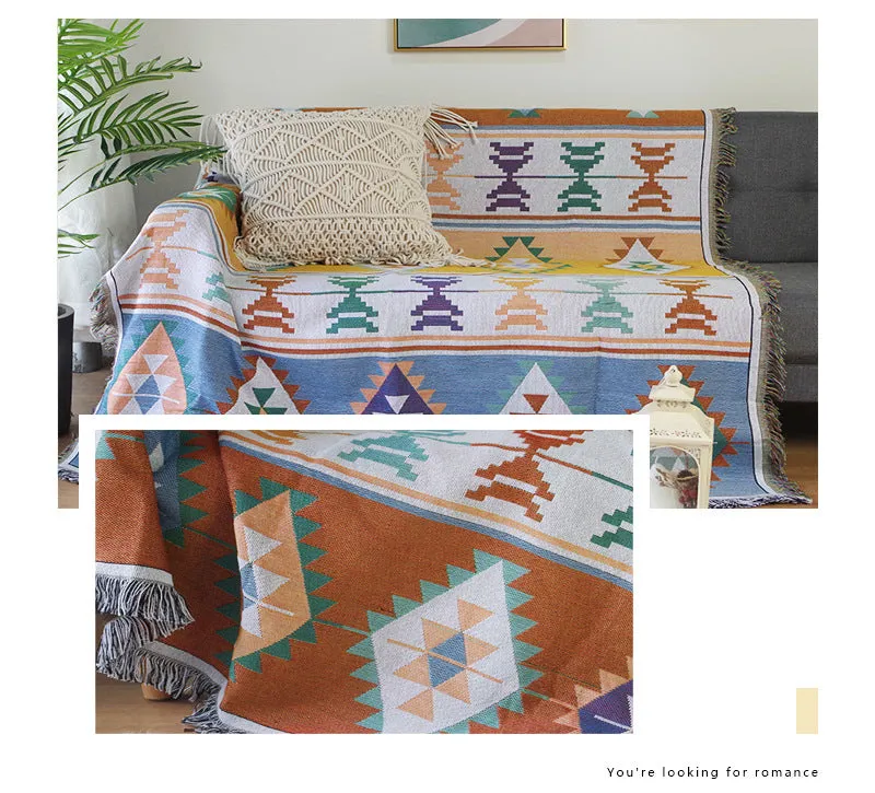 Bohemia Kilim Geometric Knitted Throw Blanket For Beds Sofa