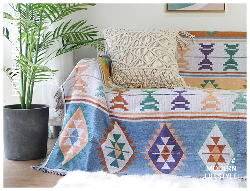 Bohemia Kilim Geometric Knitted Throw Blanket For Beds Sofa