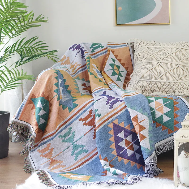 Bohemia Kilim Geometric Knitted Throw Blanket For Beds Sofa