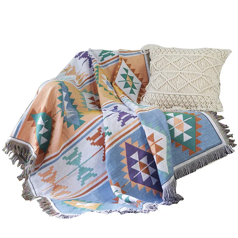 Bohemia Kilim Geometric Knitted Throw Blanket For Beds Sofa