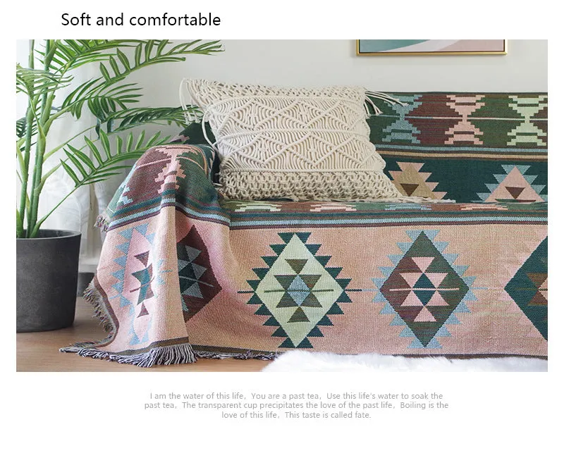 Bohemia Kilim Geometric Knitted Throw Blanket For Beds Sofa