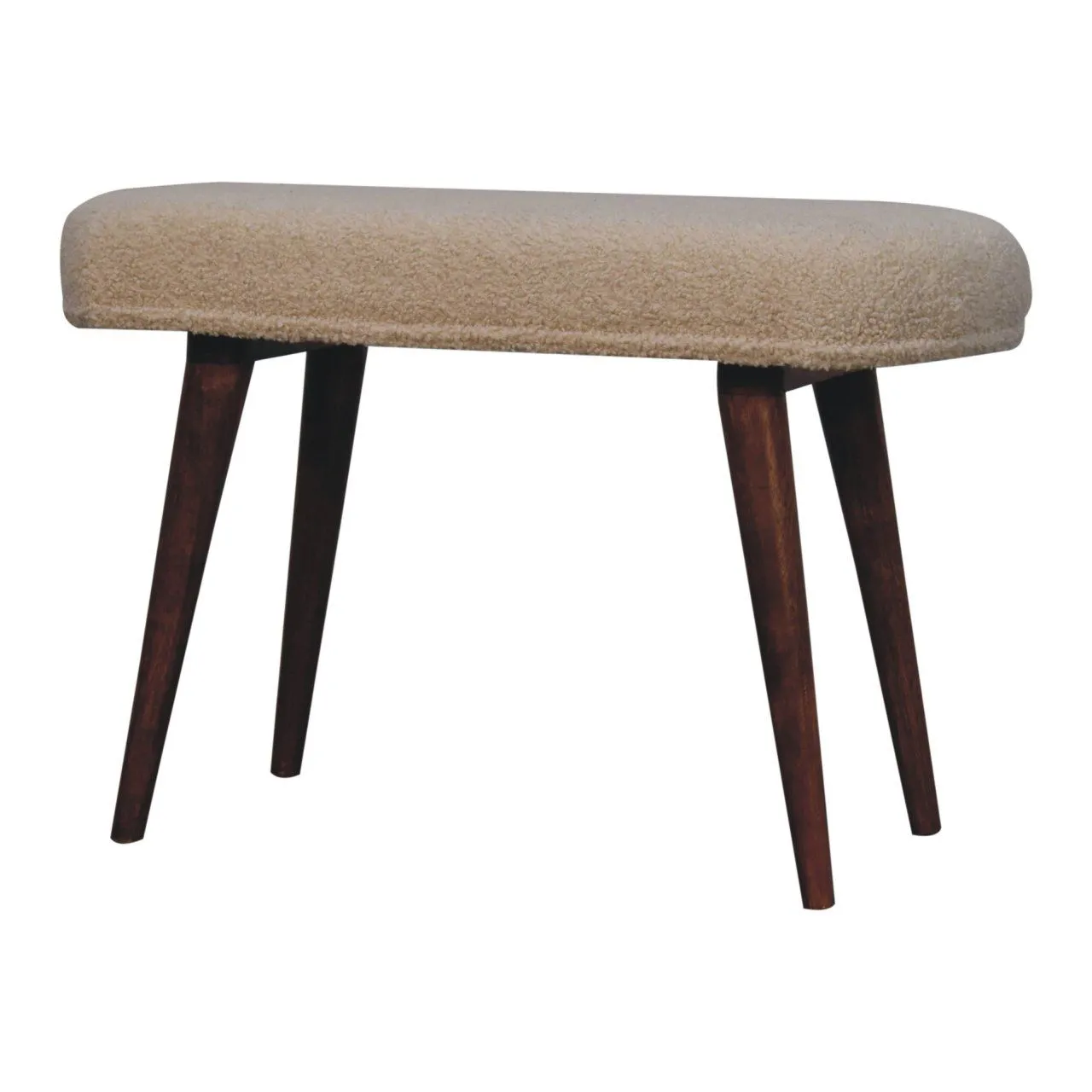 Couch.com Boucle Nordic Bench Honey Caramel, Fabric Construction, Beige Finish by Couch.com