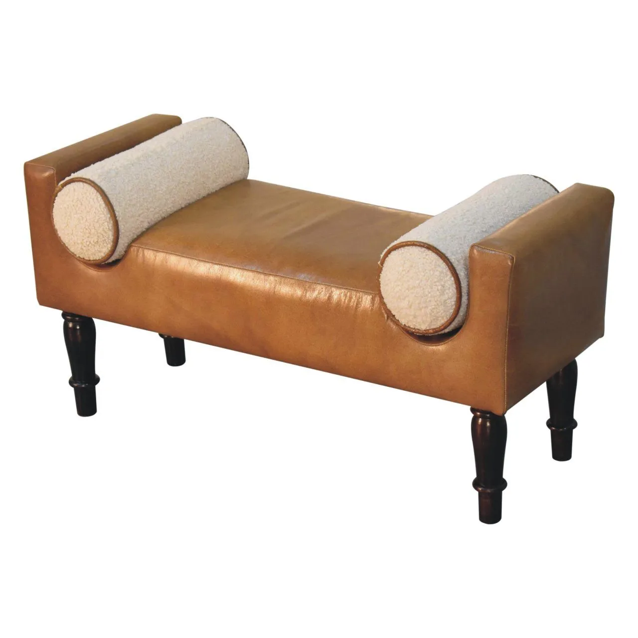 Couch.com Buffalo Chester Bench Walnut, Leather Construction, Light Brown Finish by Couch.com