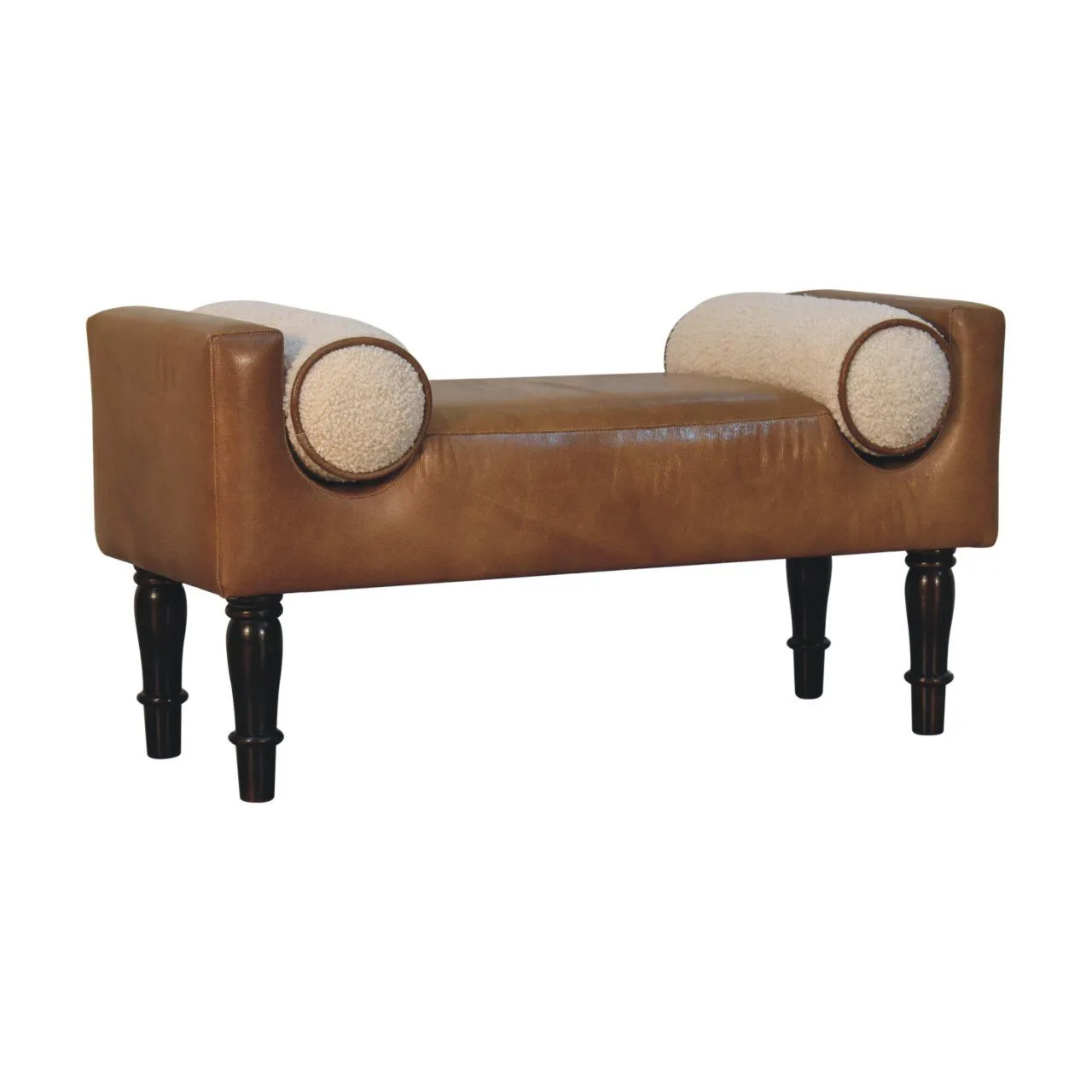 Couch.com Buffalo Chester Bench Walnut, Leather Construction, Light Brown Finish by Couch.com
