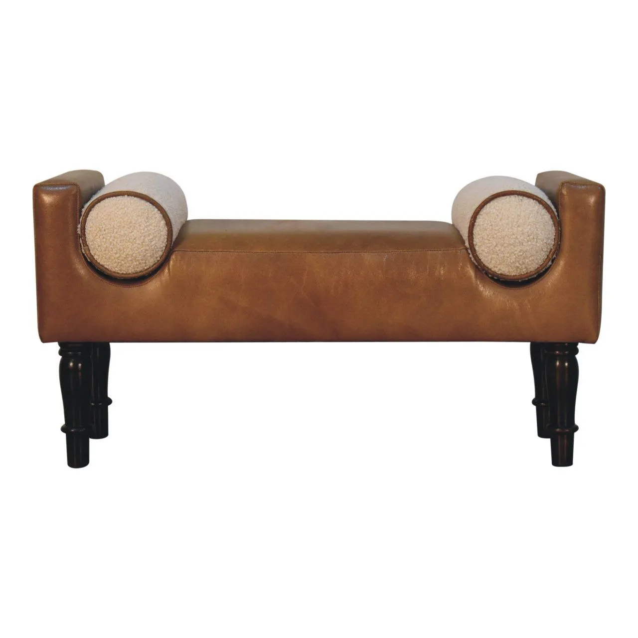 Couch.com Buffalo Chester Bench Walnut, Leather Construction, Light Brown Finish by Couch.com