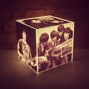 Cube Lamp <br> Personalised with Photos, Black & White