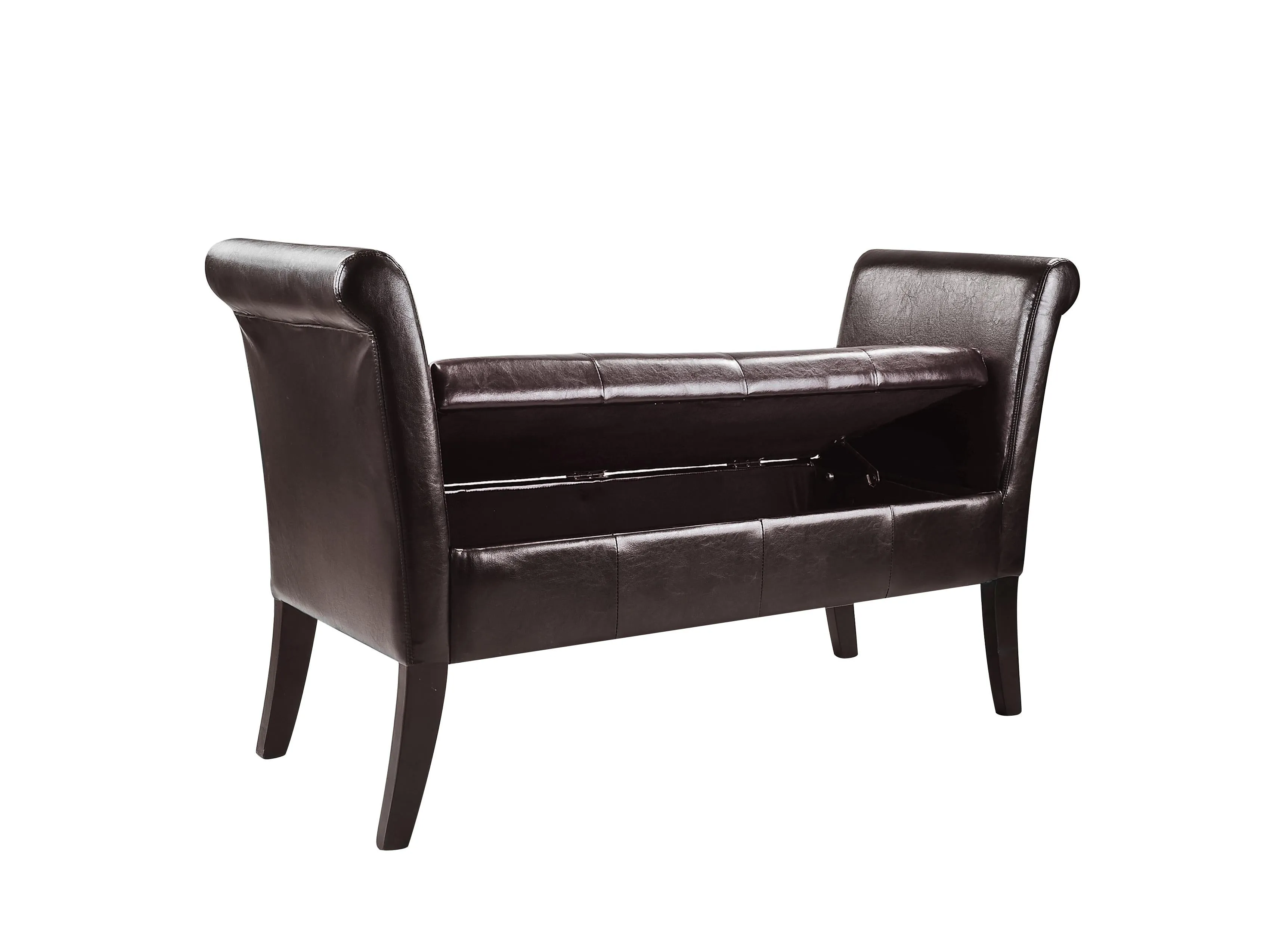 Dark Brown Storage Bench with Arms