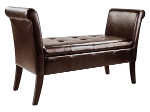 Dark Brown Storage Bench with Arms