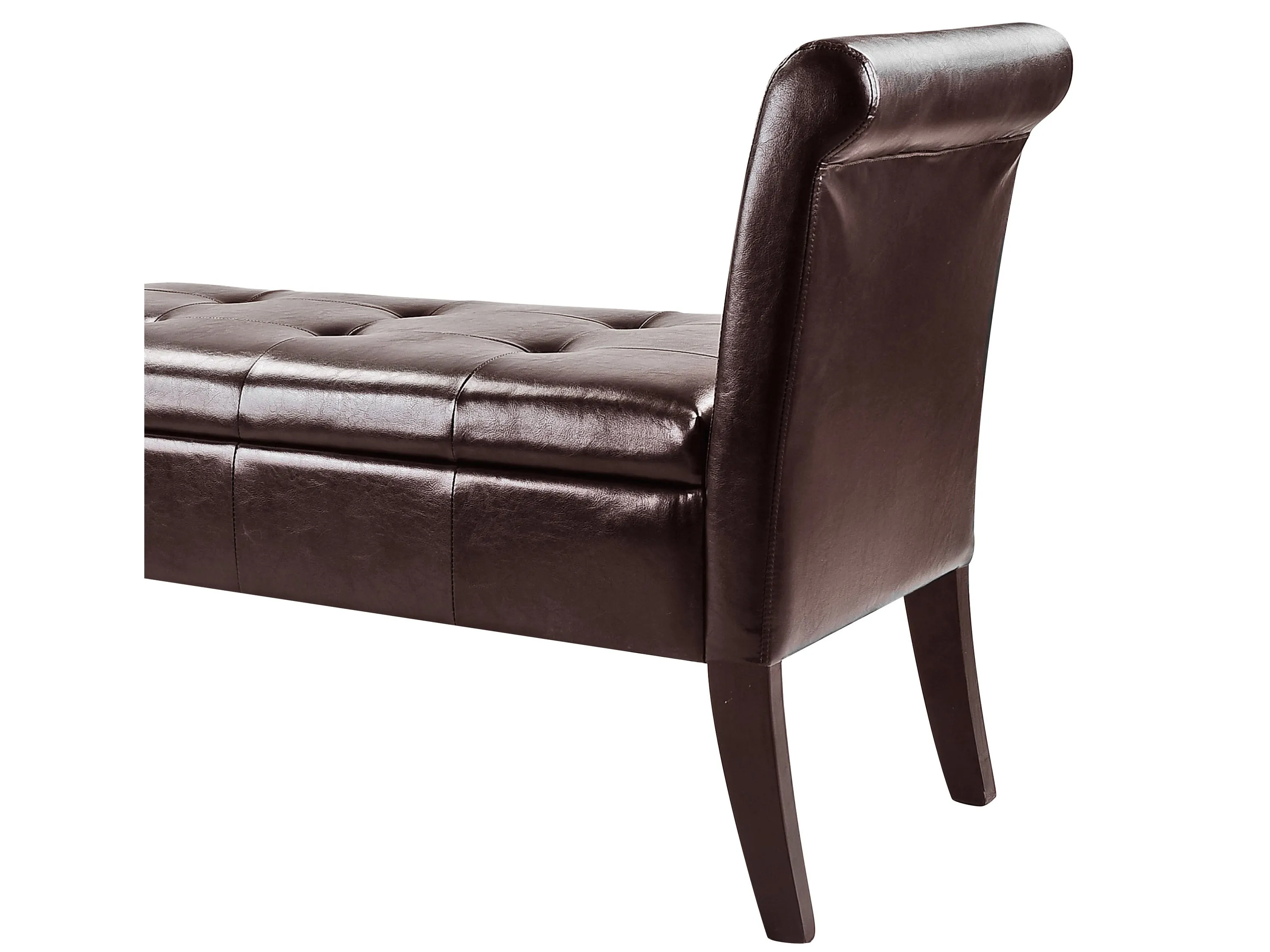 Dark Brown Storage Bench with Arms