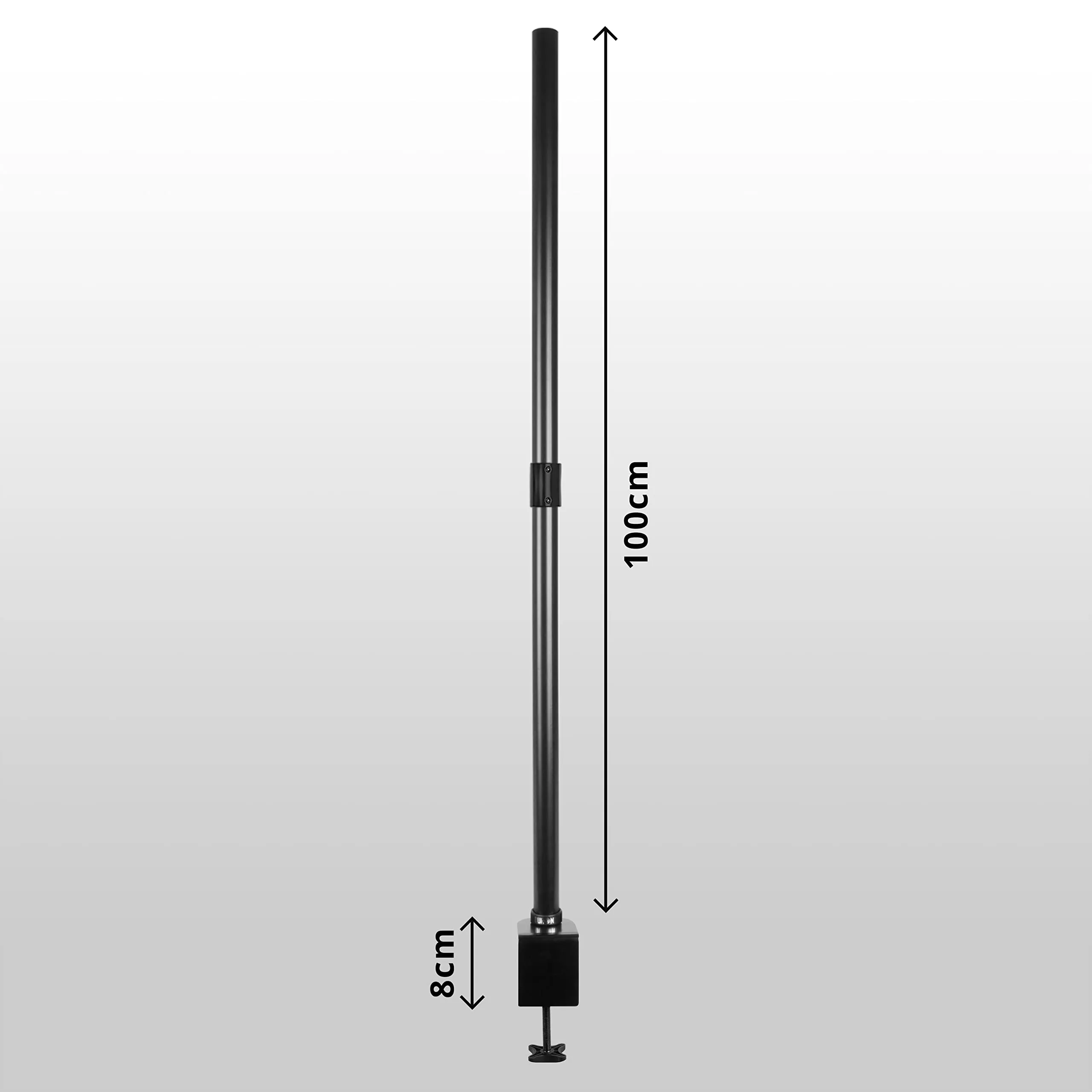 Duronic DM15 DM25 DM35 100cm Pole DMT100CM-POLE, Compatible with All Duronic Monitor Desk Mount Arms, Black Steel, Extra Long, 1000mm Length, 32mm Diameter, Standard Clamp Included