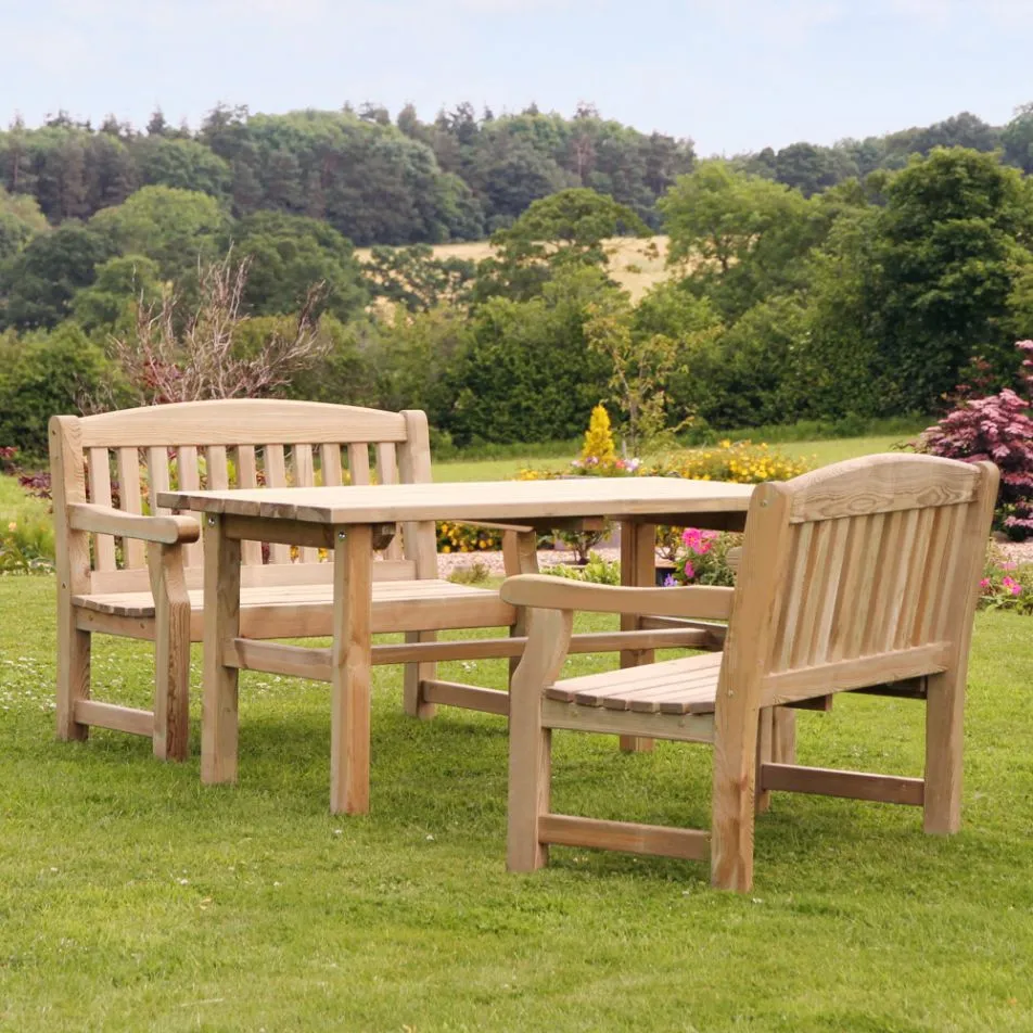 Emily 4 Seater Dining Set | Table and 2 Bench Dining Set