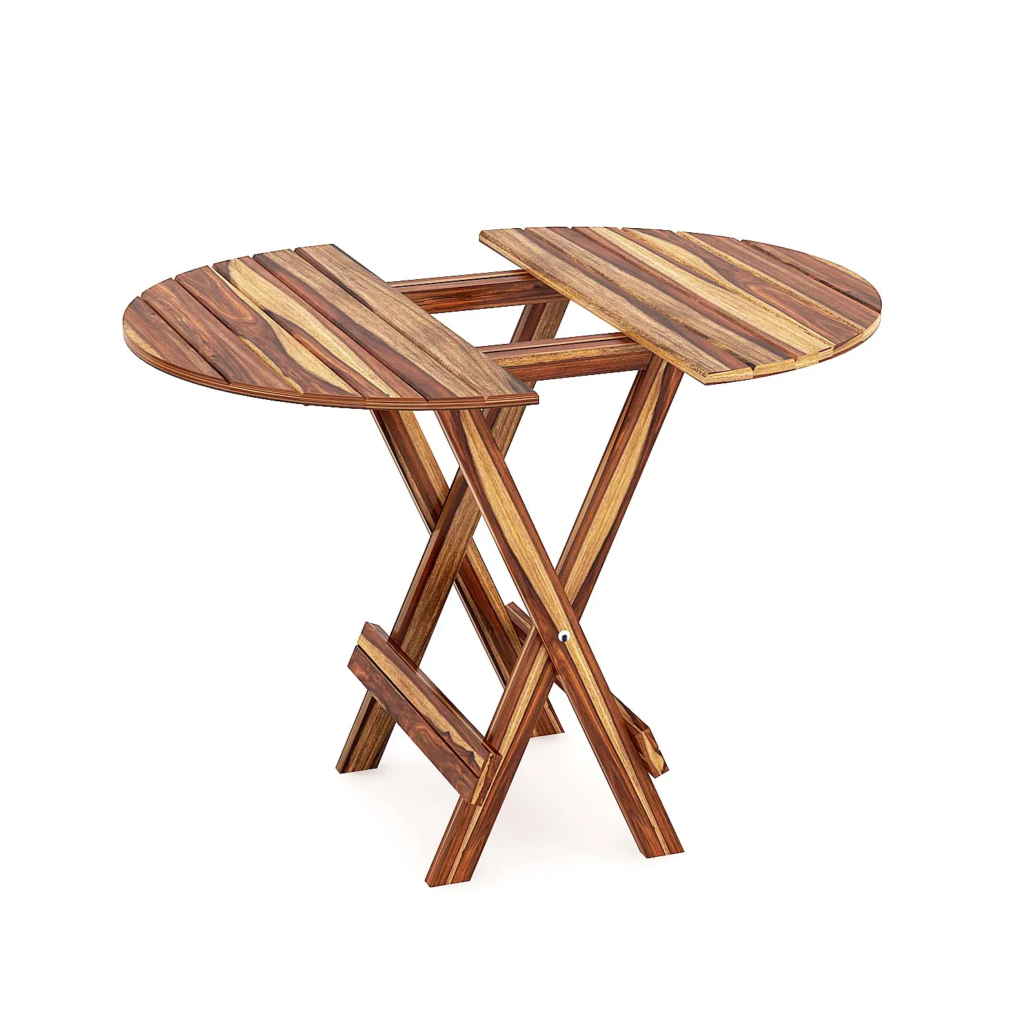 Fine Wood HUB Solid Sheesham Wood Wooden Folding Round Patio Dining Table | Dinning Table for Dining Room Outdoor Balcony | Study Table Coffee Table (Honey Finish) (Large)