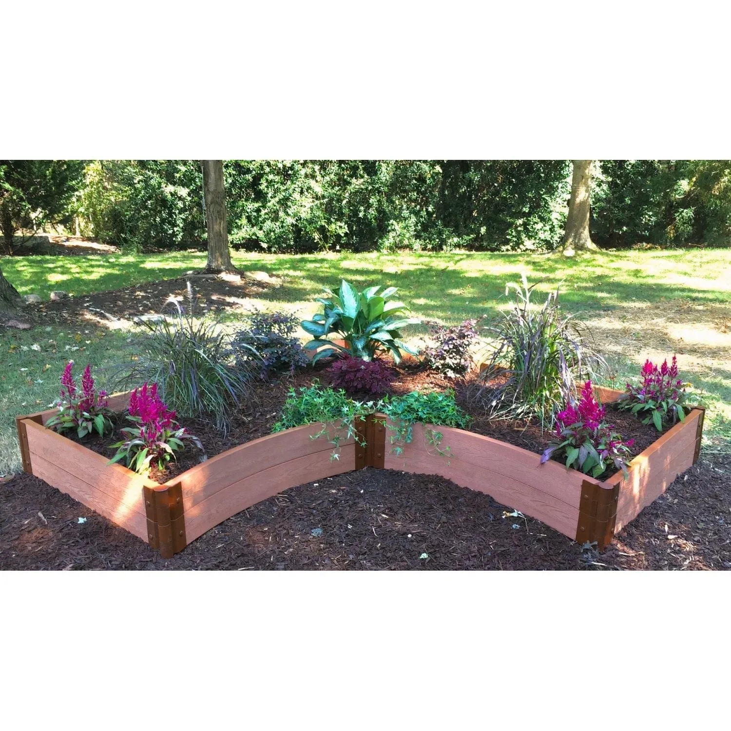 Frame It All | Tool-Free Grand Concourse Interior Curved Corner Raised Garden Bed 8' X 8' X 16.5" - Classic Sienna
