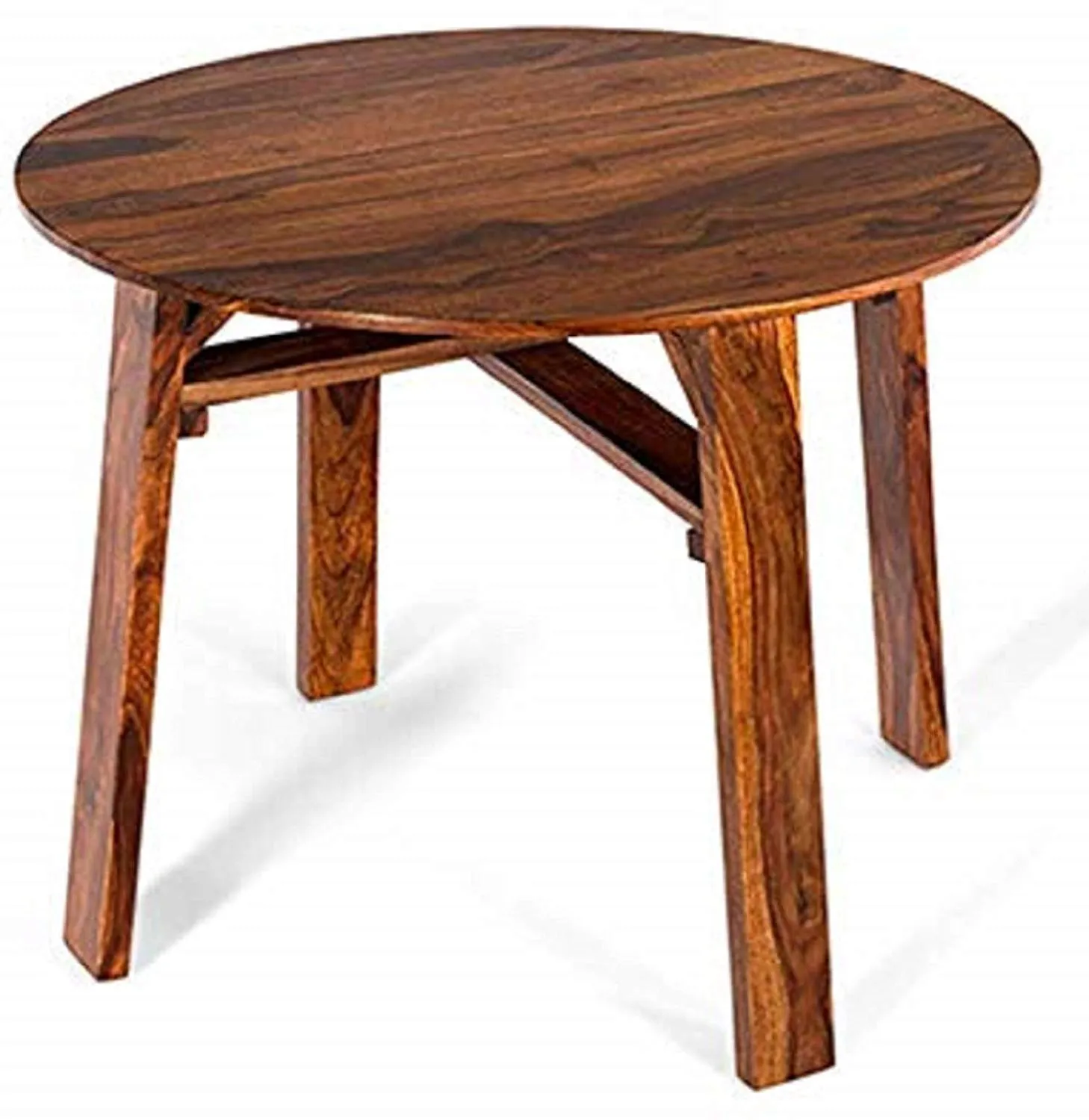 Furnifab Sheesham Wood 4 Seater Round Dining Table Set with Chairs for Living Room (Brown, Honey)