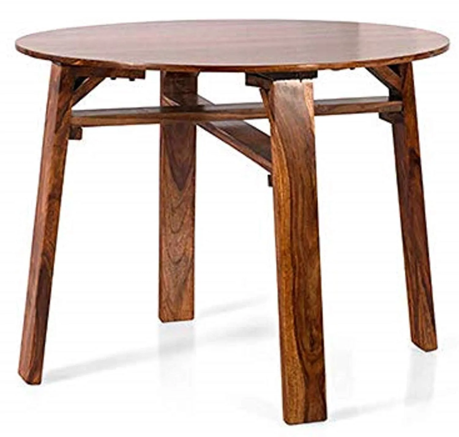 Furnifab Sheesham Wood 4 Seater Round Dining Table Set with Chairs for Living Room (Brown, Honey)