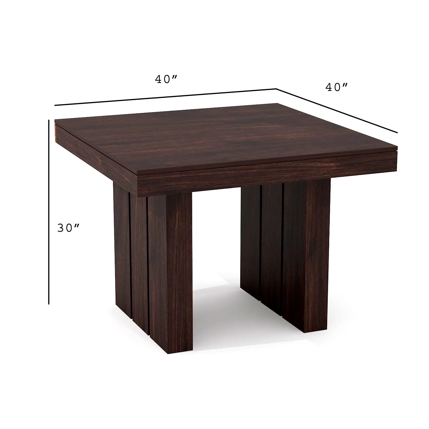 Krishna Wood Decor Sheesham Wood Dining Table 4 Seater | Wooden Dinning Room Furniture | 4 Chairs with Brown Cushion & Square Table | Dark Walnut Finish