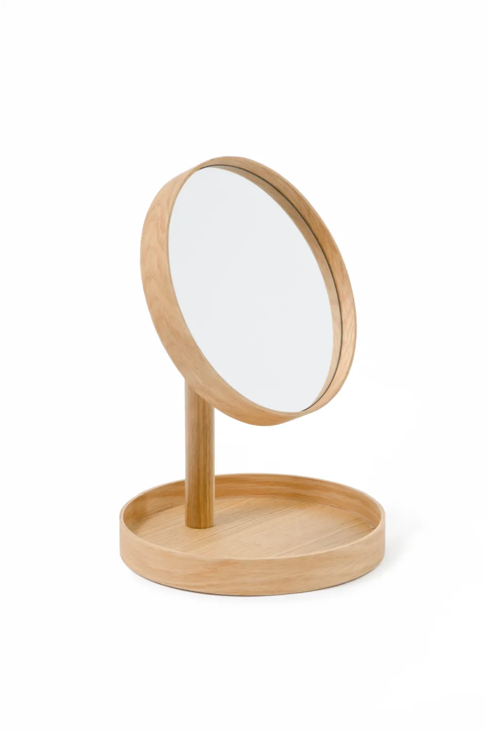 Oak Magnifying Vanity Mirror with Storage Tray | Wireworks Look