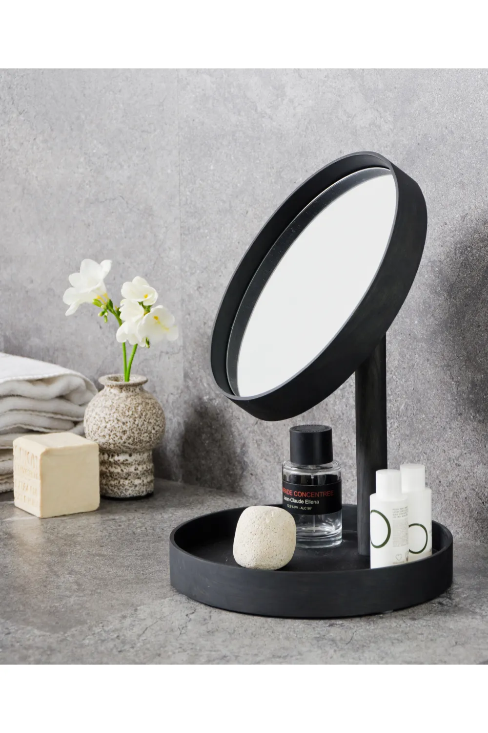 Oak Magnifying Vanity Mirror with Storage Tray | Wireworks Look