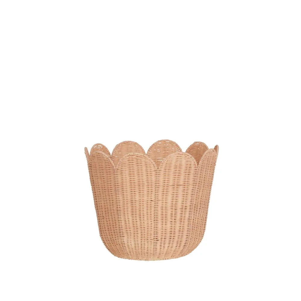 Olli Ella Rattan Tulip Basket - Seashell Pink