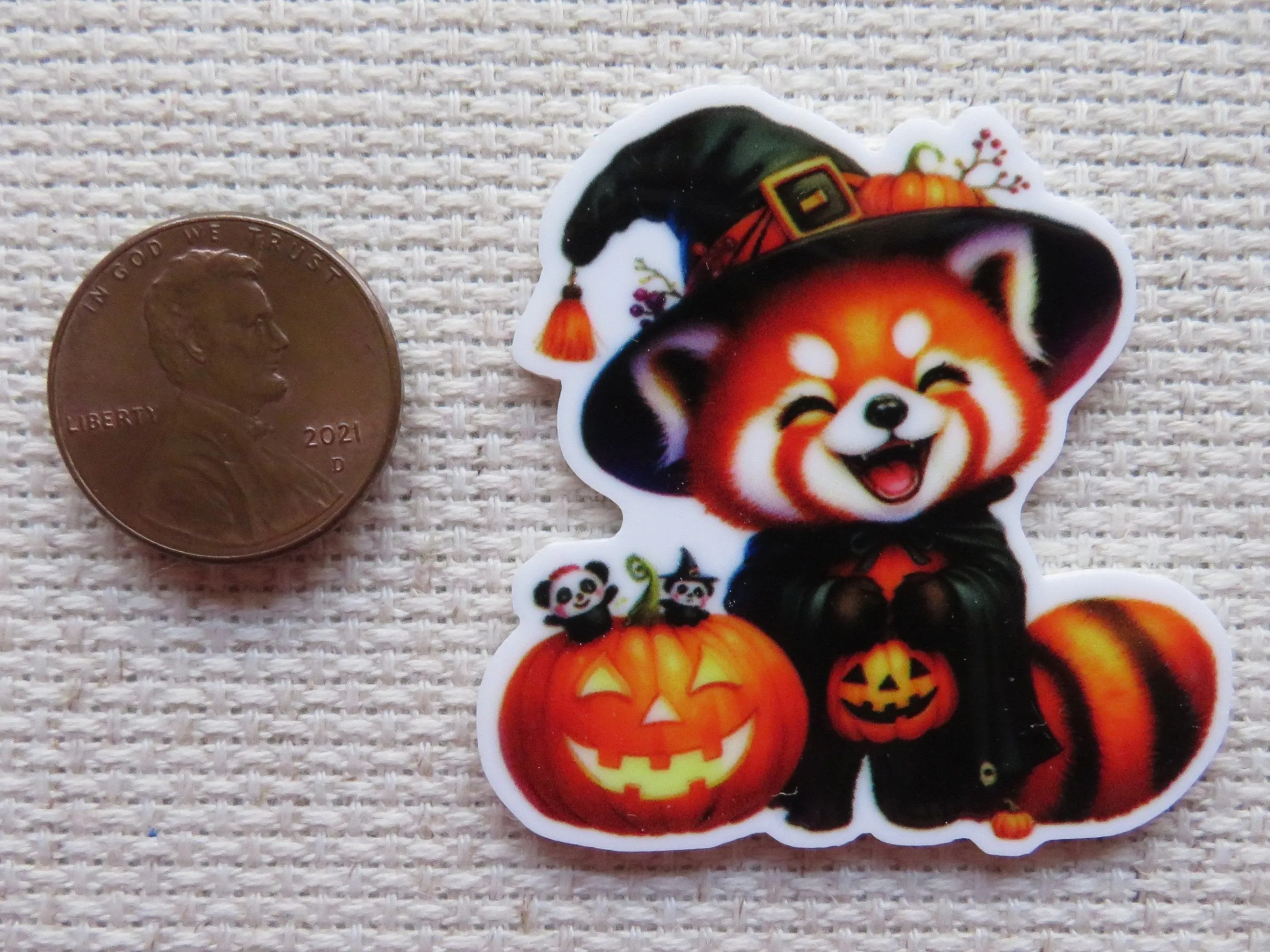Red Panda Witchy Fun Needle Minder, Cover Minder, Magnet