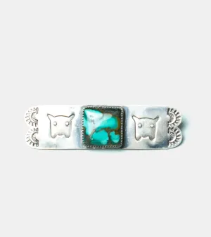 Red Rabbit Square Turquoise Pin
