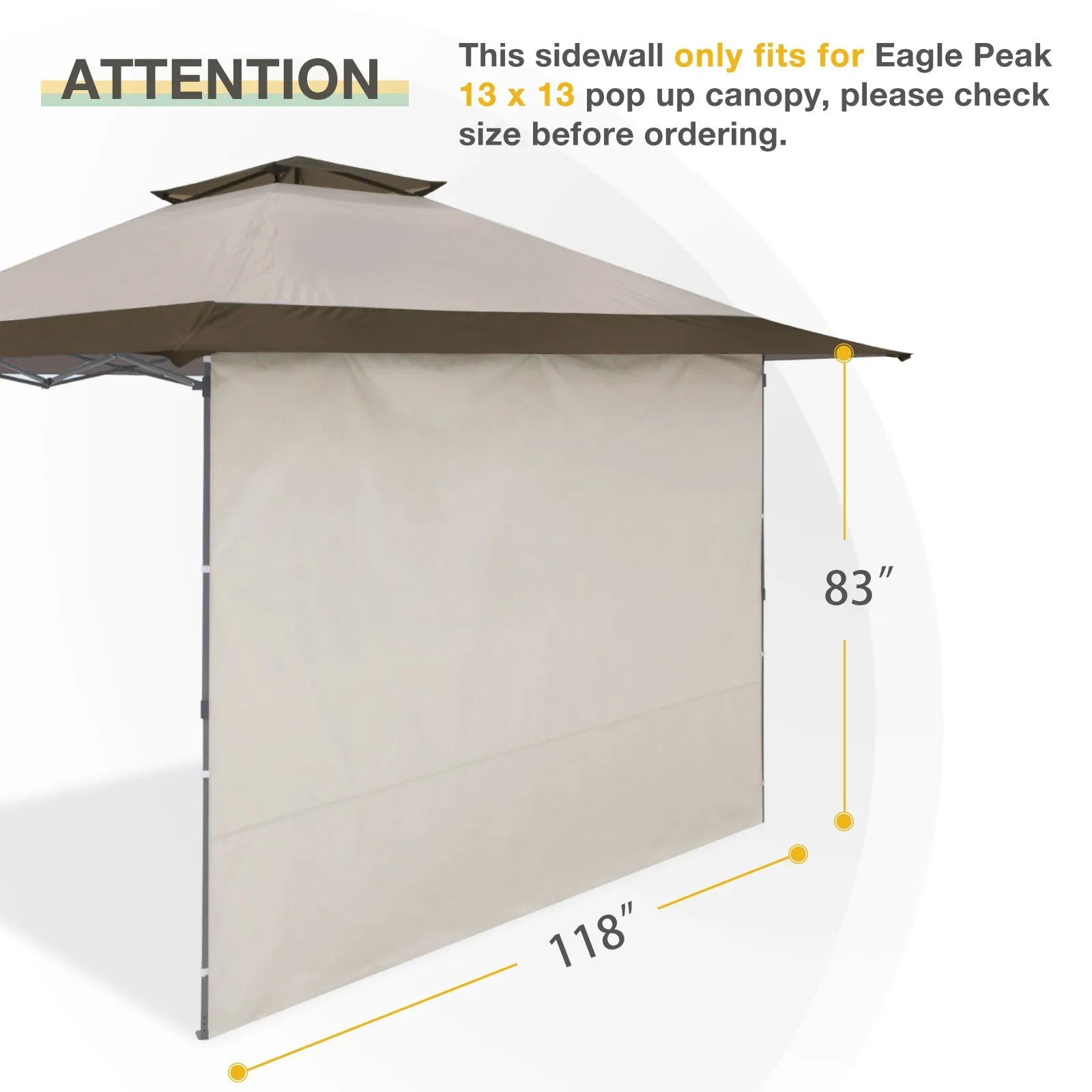Sunwall / Sidewall for 13x13 ft Straight Leg Canopy