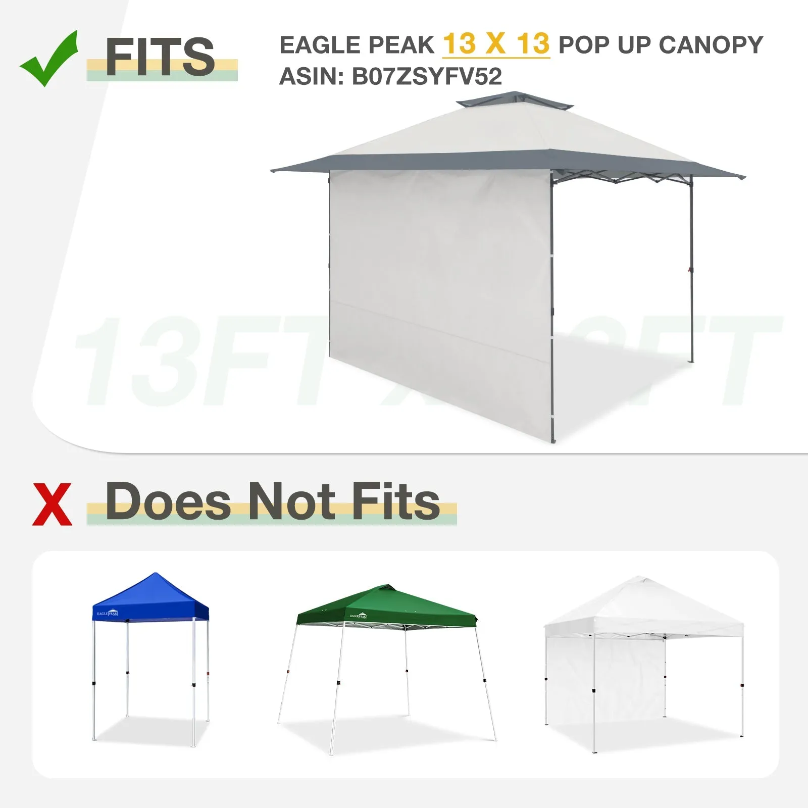 Sunwall / Sidewall for 13x13 ft Straight Leg Canopy