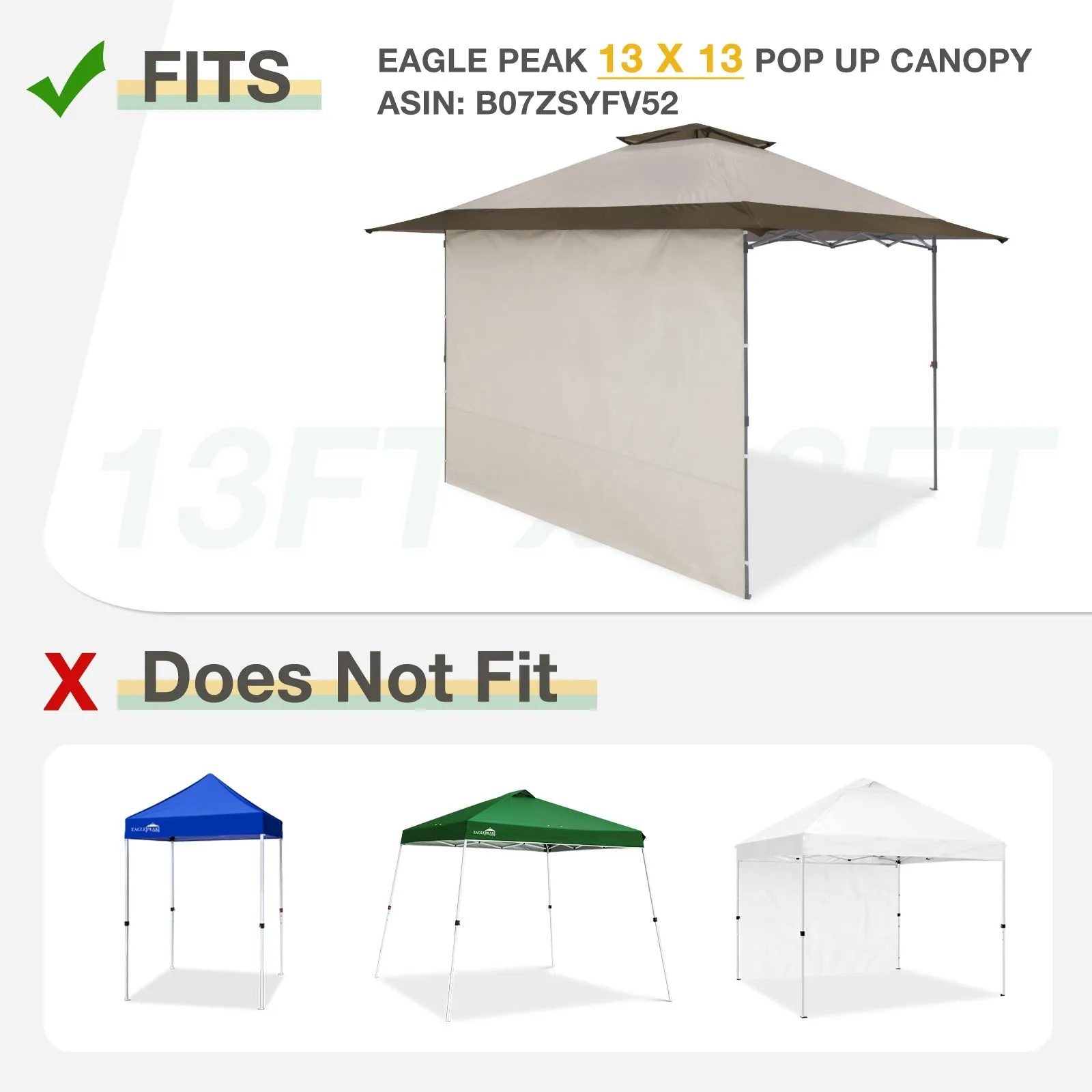 Sunwall / Sidewall for 13x13 ft Straight Leg Canopy