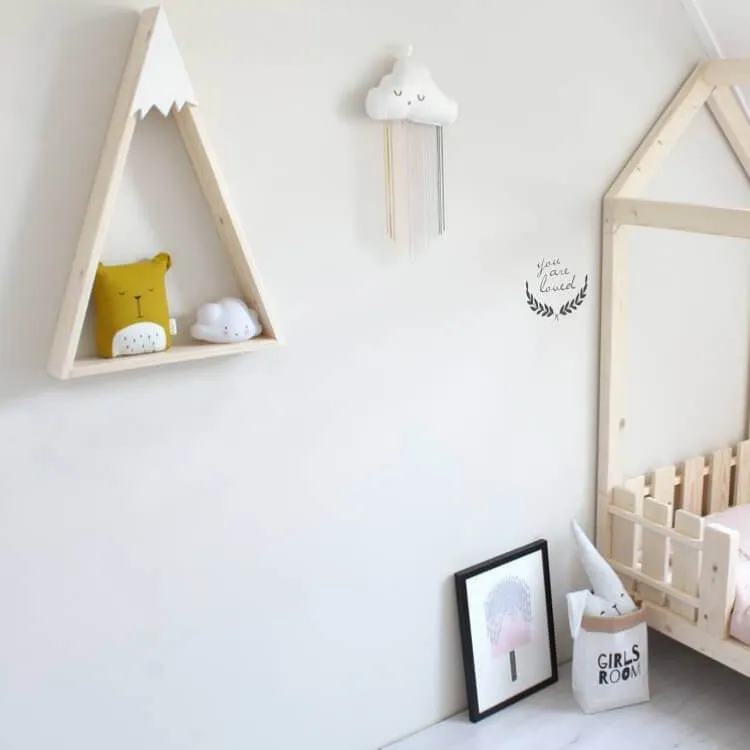Triangular Wooden Mountain House Storage Rack | White