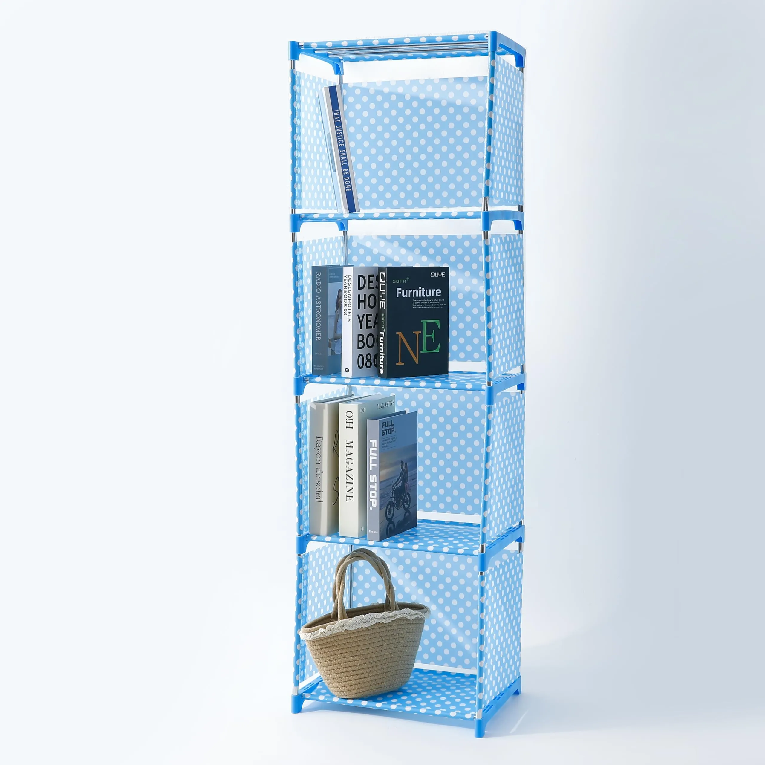Urbane Home 4 Layer Book Rack | Book Cabinet Shelves for Bedroom Office Living Room | Storage Shelve for Books Storage Organizer | Multipurpose Strong Build Adjustable Shelf Rack | SJ04B | Blue