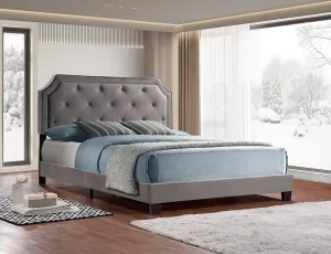 VelvetDream Diamond Tufted Platform Bed (Grey)